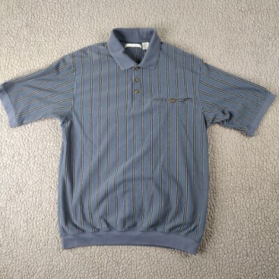 Knightsbridge Shirt Mens Large Blue Vertical Striped Polo