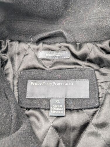 Perry Ellis Portfolio Men's Wool Blend Full Zip Mock Neck Black Winter Coat - Picture 3 of 8