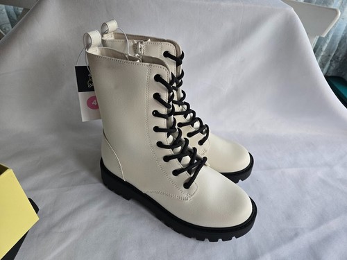 Art Class Khari Lace-Up Combat Boots - White - Girls size 4 big kid- NEW w box - Picture 4 of 6