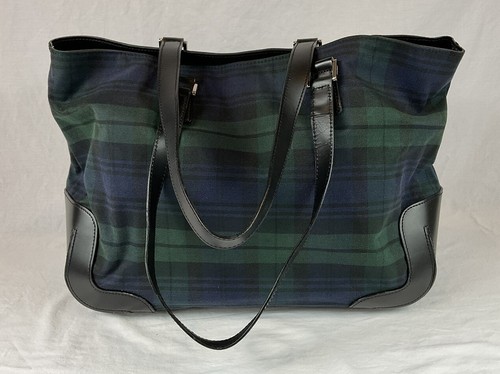 Lauren Ralph Lauren Overnight Bag Blackwatch Plaid Twill Fabric With Vinyl Trim - 第 1/18 張圖片