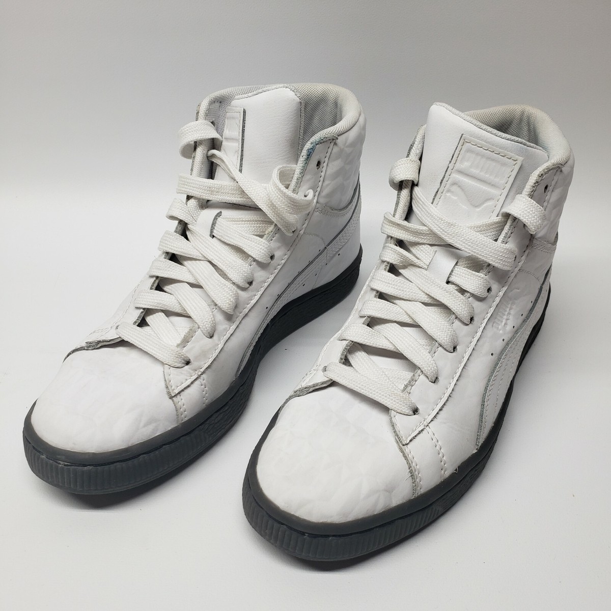 Puma Basket Classic Mid Emboss Lace Up Kids Boys Sneakers Shoes