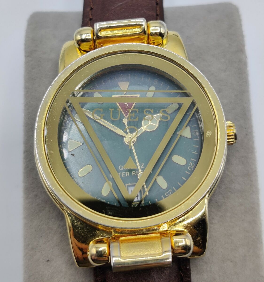 Vintage 1995 Guess Watch with Brown Leather Band Pop up Face Vintage 1995 Guess Watch with Brown Leather Band Pop up Face