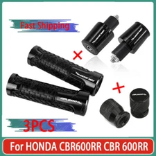 Black Handle Grips Handle Bar End Cap Tire Valve For HONDA CBR600RR CBR 600RR