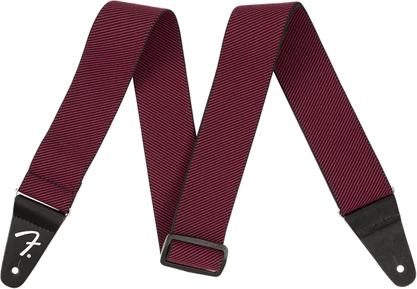 Genuine Fender WeighLess Stretch Elastic Tweed Guitar Strap Red