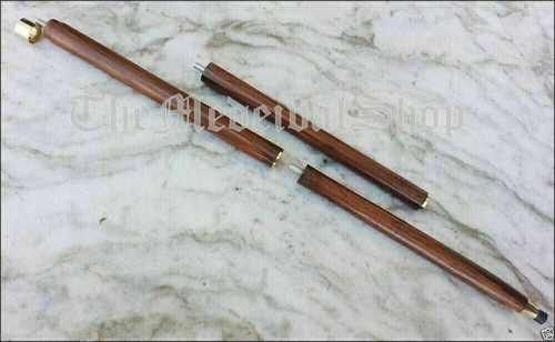 Shiny brass curved darby head handle vintage brown wooden walking stick cane new - Picture 3 of 12
