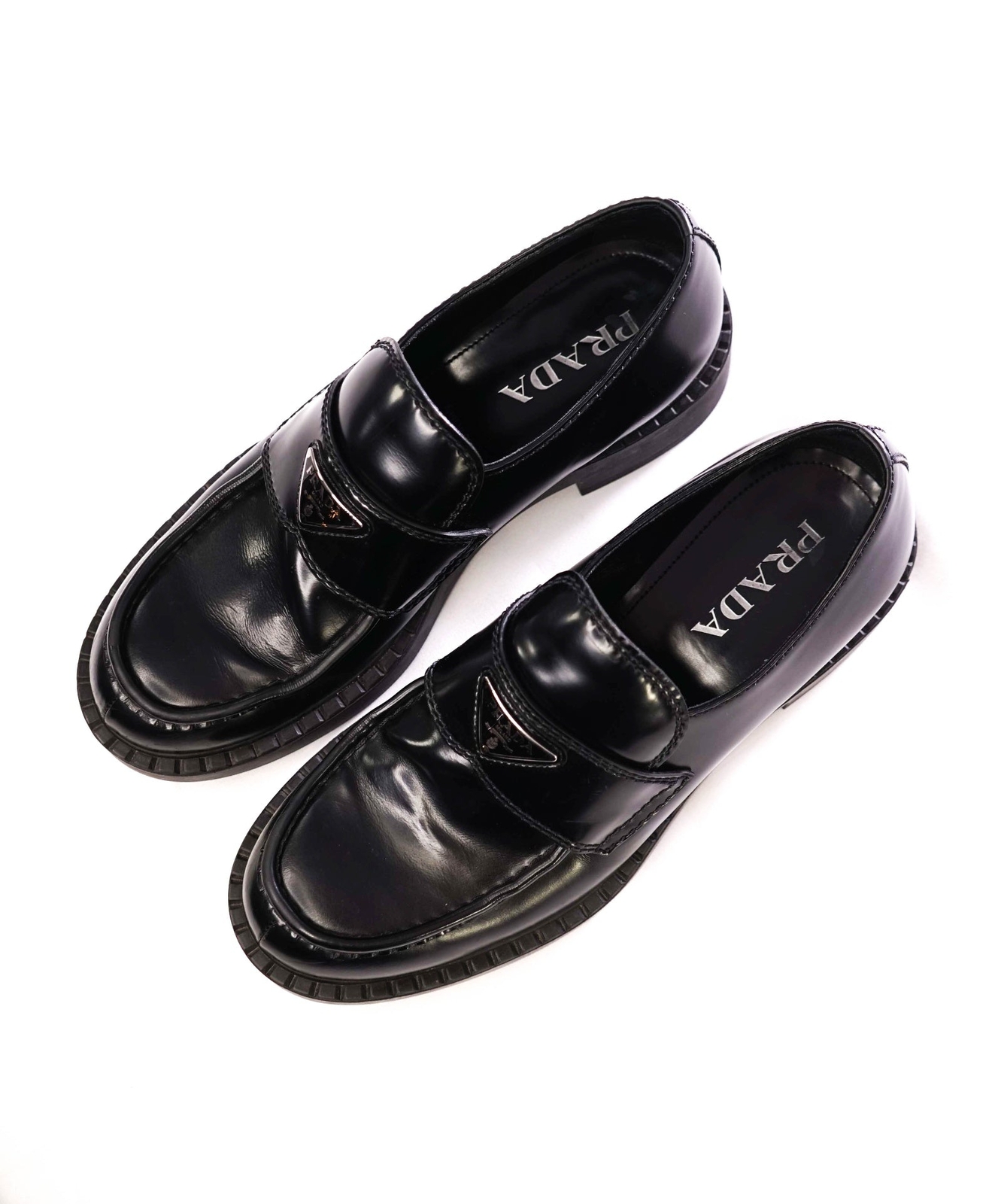$1,200 Prada Solid "Chocolate" Black Loafers Leat… - image 3