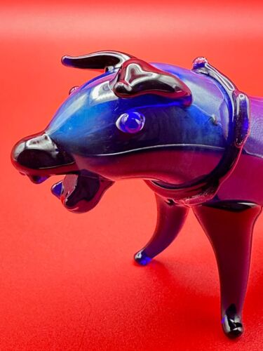 Blue Dog Animal Tobacco Smoking Pipe Handmade Hand Blown Glass w/Carb Hole - Picture 3 of 18