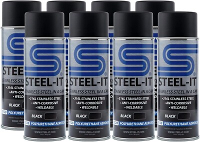 Steel-it 1012D Black Polyurethane Stainless Steel Spray 12oz Can Pack of 8