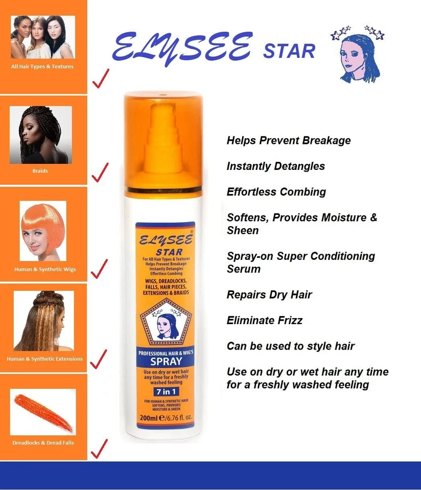 Control Wig Spray 7-in-1 Formula For Natural & Synthetic Hair / Dreadlocks UK