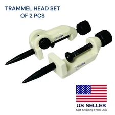 Compact Adjustable Trammel Head Set Beam Compass, Pencil Holders, Hardened Point