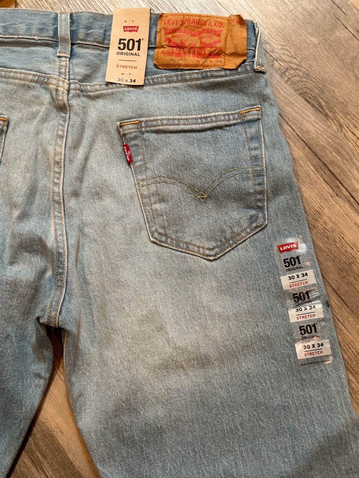 Levi's 501 Button Fly Distressed Men&rsquo;s 30x34 Jeans Light Wash 3184 SEE PICS
