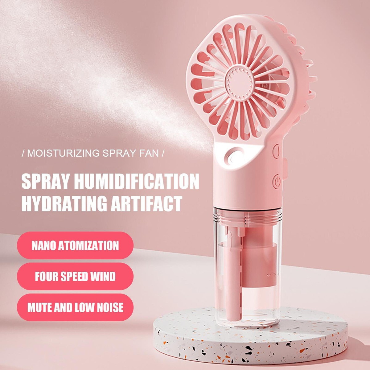 Water Spray Mist Fan USB Handheld Rechargeable Portable Mini