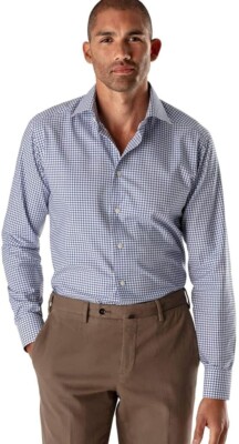 NWOT Eton Slim Fit Elegant  100 % Cotton Shirt  Blue US 16.5/EU42 MSRP $ 340