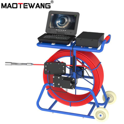 9mm Sewer Pipe Inspection Camera 10'' Screen+Self-Leveling 512HZ with brake 80M