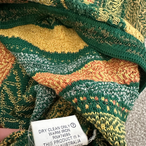Vintage COOGI Australia 90s Linen Knit Jumper Sweater Rare Bold Colourful Design - Picture 3 of 6