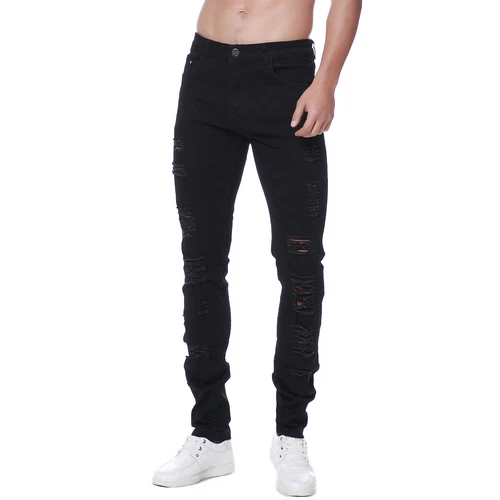 Herren Ripped Jeans Stretch Distressed Destroyed Tapered Leg Skinny Hose - Bild 6 von 51
