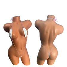 Patent Leather White/Pink Wet Look Micro Slingshot Bikini XS-XL Stripperwear