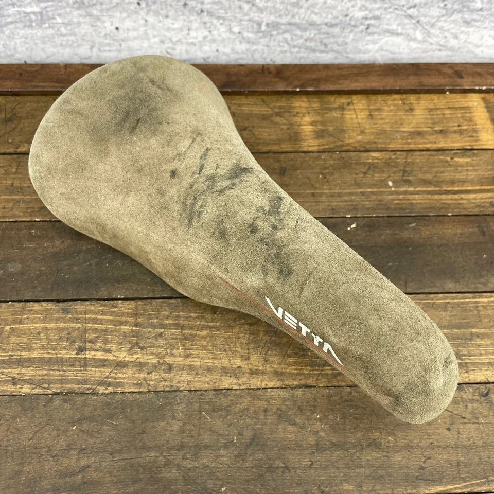 Sillín de asiento vintage Vetta marrón gamuza MTB 80s 90s montaña MTB Eroica Italia A4 Foto 4 de 4