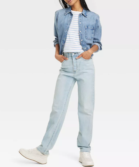 Universal Thread Women's High-Rise 90s Straight Jeans Vintage Light Wash Size 10