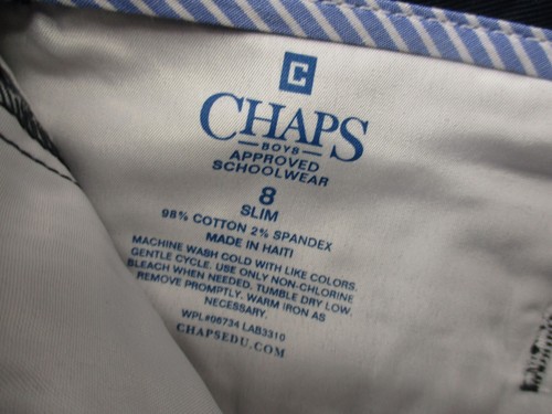NWT CHAPS Size 8 Boys Blue Cotton Blend Zip Fly Pockets Slim School Pants 941 - Picture 6 of 9