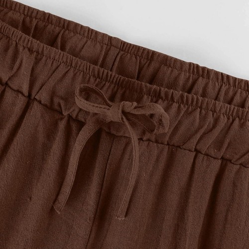 Women Wide Leg Cropped Lounge Trousers Drawstring Elastic Waist Summer Pants - Picture 126 of 164