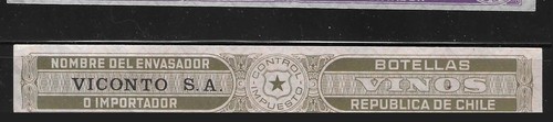 CHILE BOB REVENUE WINE TAX "VINOS" 2 SAMPLES MNH