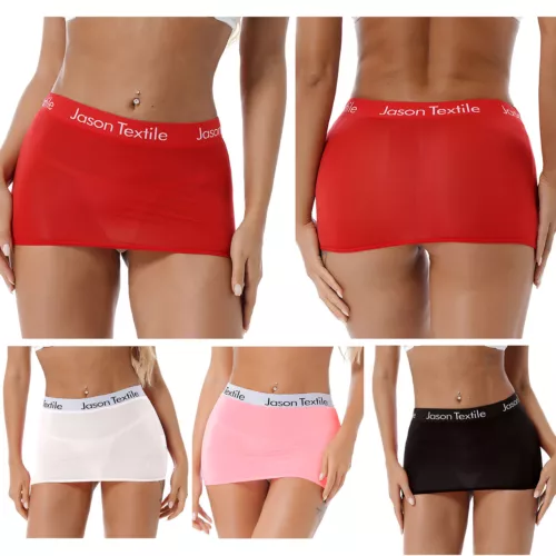 Womens Stretchy Micro Mini Skirt See Through Lingerie Sheer Bodycon Pencil Skirt