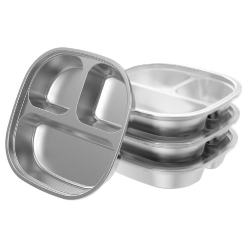 4Pcs Toddler Plates Stainless Steel Kids Plates Stackable Divided Plates guKJJ - Picture 11 of 11