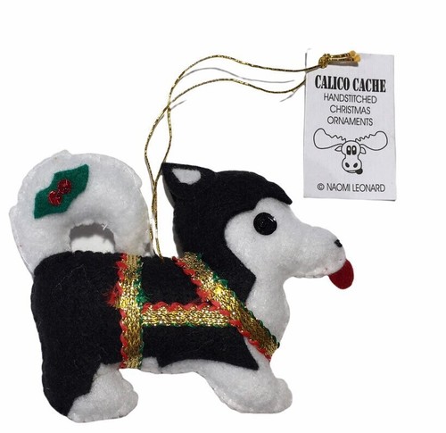 Handgefertigter Filz HUSKY Schlitten HUND mit Geschirr Ornament 3,5 - Bild 5 von 5