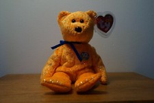 Ty Beanie Baby, Decade the Bear, 10 Year Anniversary, Orange, Mint Condition