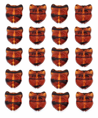 20 Adorable Tortoise & Black Cat Face Czech Glass Beads 13MM