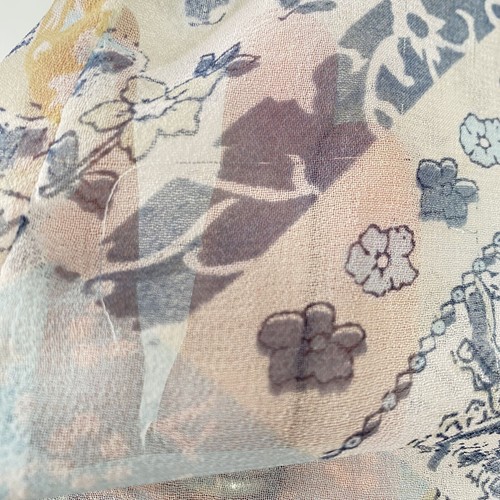 Rag Womens Paisley Sheer Ruffle Y2K Long Sleeve Cardigan sz M Blue Boho Fairy - Picture 7 of 14