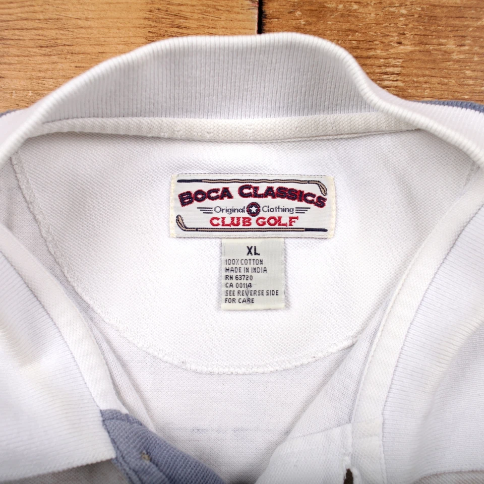 Camiseta Polo Vintage XL 90s Boca Classics Camiseta Blanca Estampado Completo Foto 3 de 4