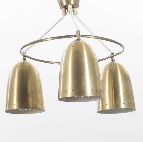 3Light Gold Brass Chandelier Ceiling Fixture Mid Century Pendent Light For Home - Picture 5 of 7