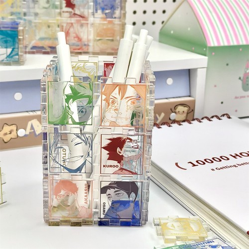 Haikyuu!! DIY Pen Anime Peripheral Shaped Jigsaw Acrylic Piece Storage Box 26PCS - Picture 4 of 5