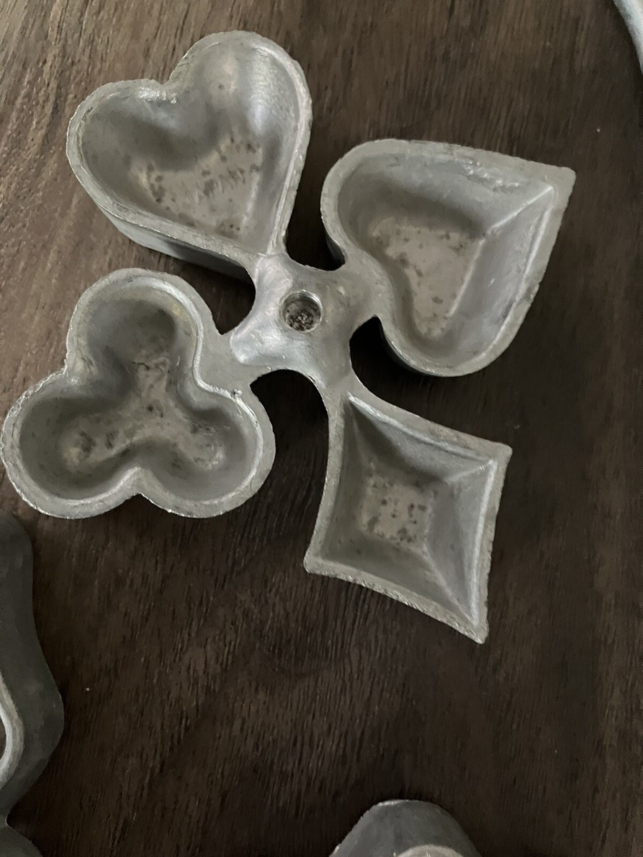 Vintage Rosette Iron Cookie Mold Set of 3 w/ Handle Cast Aluminum