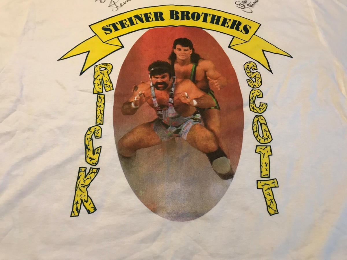 Vintage 1990 WCW Rick Scott Steiner Brothers Autographed T