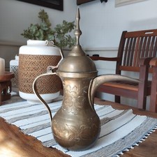 ANTICA TEIERA IN OTTONE INTARSIATO DEI PRIMI DEL 900 H=28 CM BROCCA ARABA