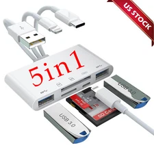 5 in 1 Memory Card Reader USB 3.0 OTG Adapter SD Card Reader For iPhone/iPad LOT