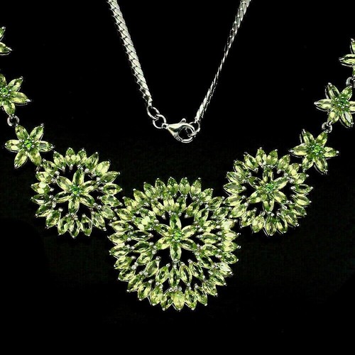 Silver Necklace Peridot Genuine Natural Mined Gems Solid Sterling 18 Inch - Picture 18 of 24