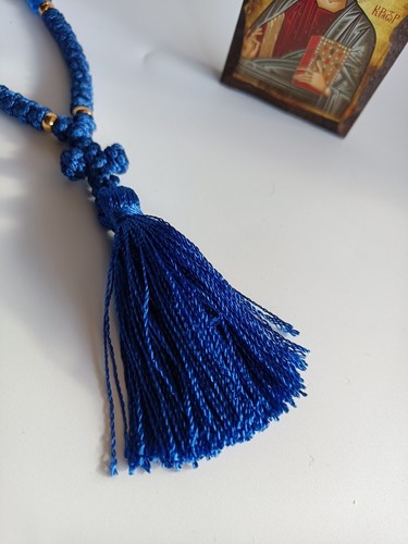 33 knots Blue Brojanica Orthodox Prayer Rope gift Eastern rosary Jesus Christmas - Picture 22 of 24