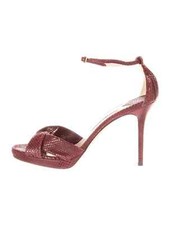 JIMMY CHOO Burgundy Leather Animal Print Sandals SZ 9.5 IT 39.5 Good Condition