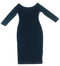 ZARA Womens Bottle Green LOW BACK Midi Bodycon Stretch Dress S Boat Neck