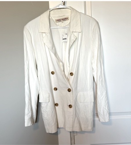 FREE PEOPLE OLIVIA BLAZER In Pebble Jacket Double Breasted size large NWT - Picture 6 of 9