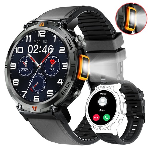 Smart Watch For Men Bluetooth Call With Flashlight Sports GPS Tracker Waterproof - 第 21/23 張圖片