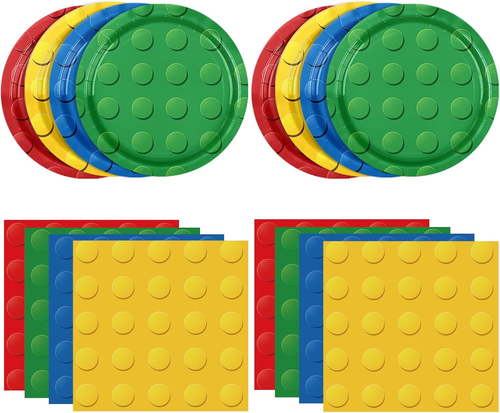 80PCS Building Blocks Themed Birthday Party Decorations Building Bricks Tablewar - 第 10/12 張圖片