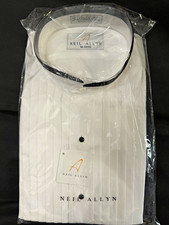 Neil Allyn M 32/33 White Tuxedo Shirt with Black Collar