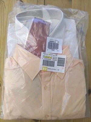SC By Studio Coletti 41 / L Aprikot / Weiß mit Kravatte Hemd 2er PACK