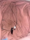 wire-wrapped black obsidian arrowhead pendant necklace — photo 2