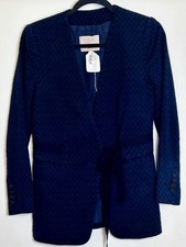 Rebecca Taylor Blue Geometric Tie-Front Blazer Size 4 NWT